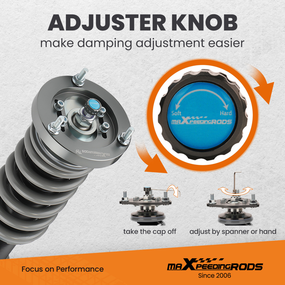 T7 Advanced Series 24 Levels Adjustable Coilover compatible for BMW E46 330i 325i 318d 320d 330d 1999-2005 Lowering Kit