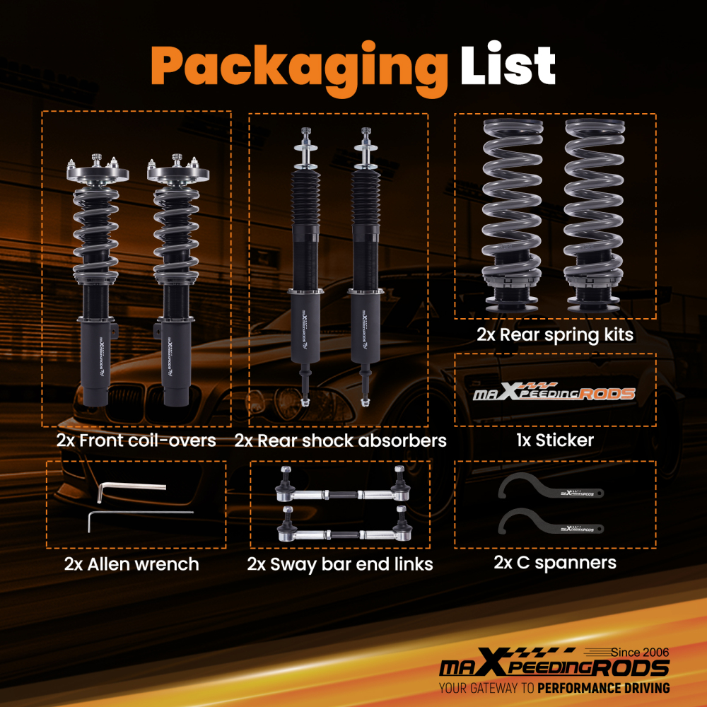 MaXpeedingrods T7 Coilovers Strut compatible for BMW 3 Series E90 E91 E92 E93 318i 328i RWD Lowering Kit