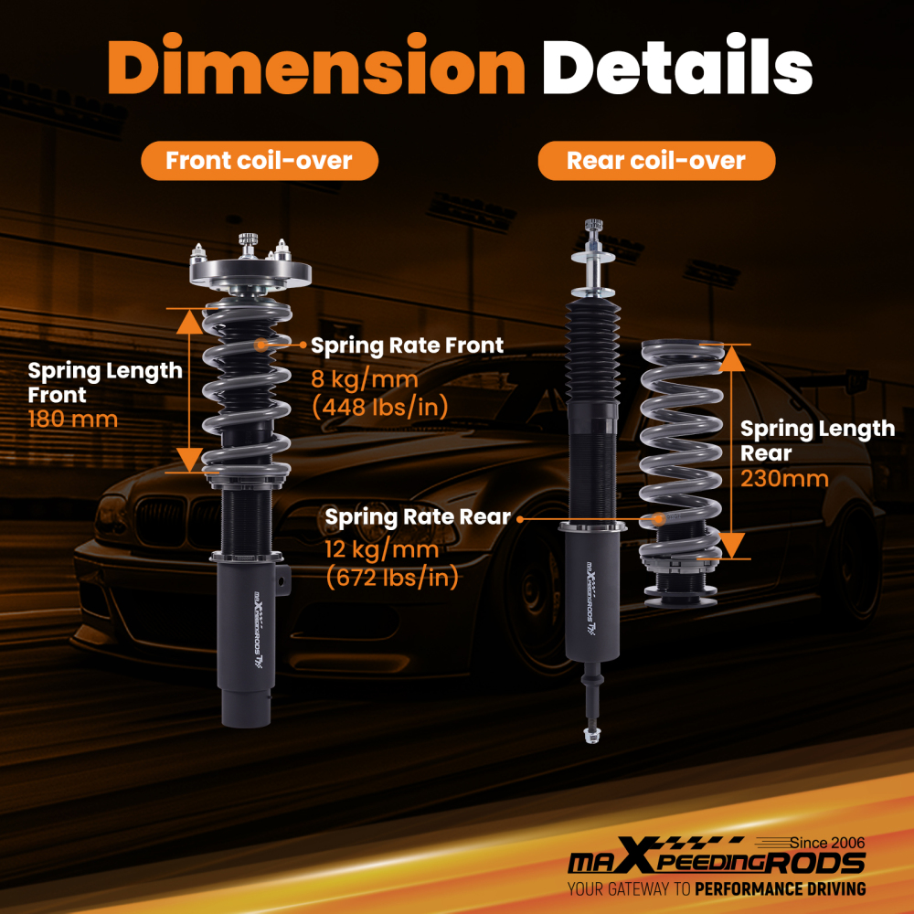 MaXpeedingrods T7 Coilovers Strut compatible for BMW 3 Series E90 E91 E92 E93 318i 328i RWD Lowering Kit