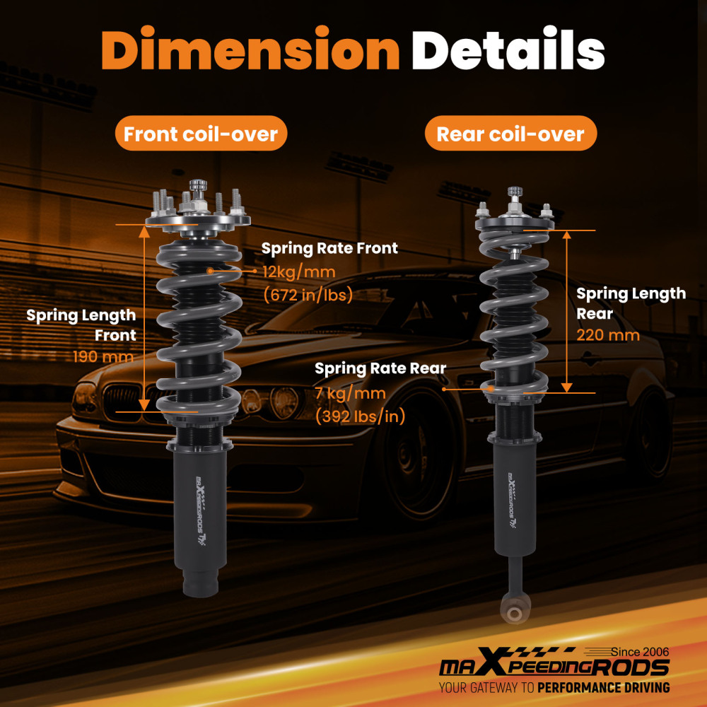 Maxpeedingrods T7 Coilovers Suspension Kit compatible for Acura TLType S 04-08 compatible for FWD Lowering Kit