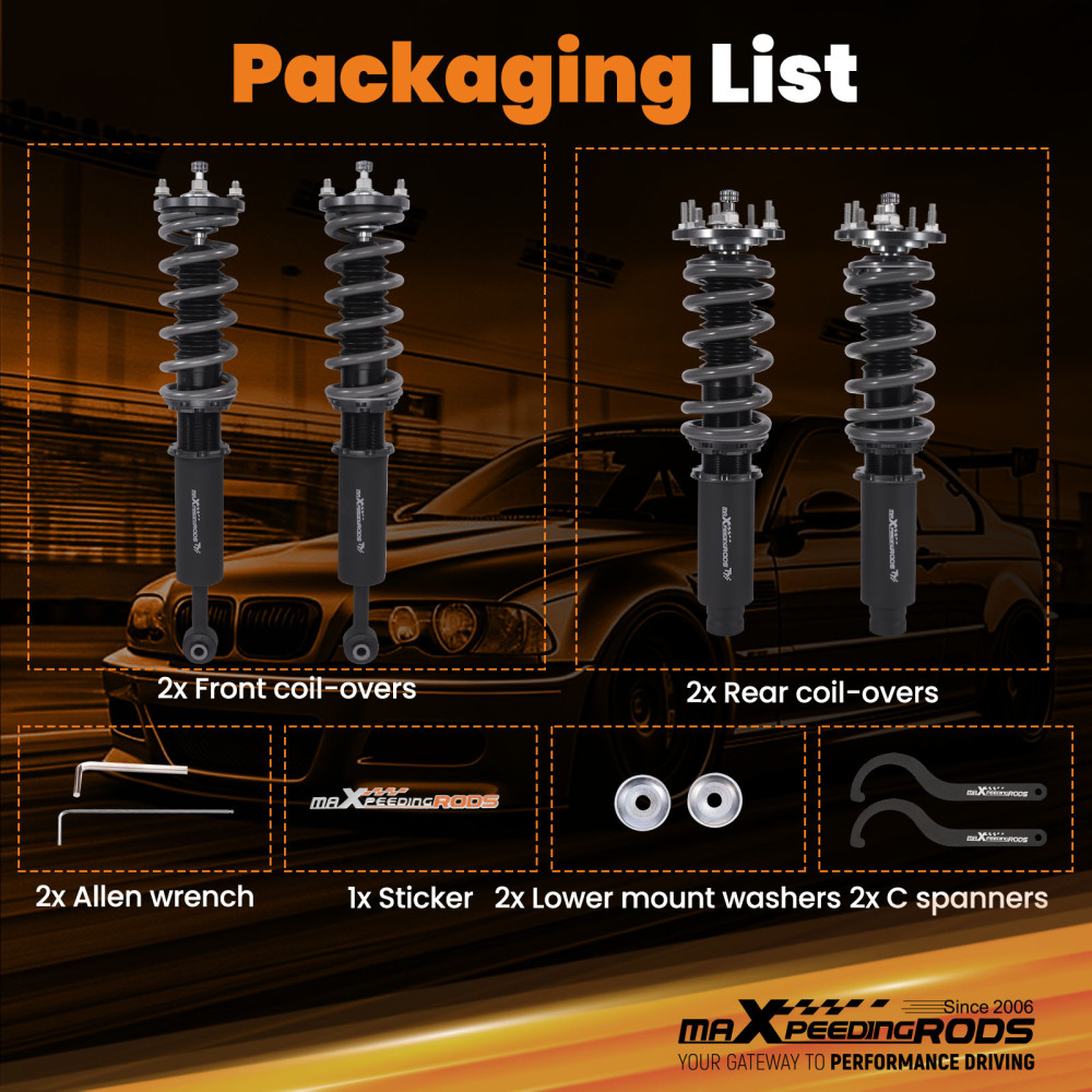 Maxpeedingrods T7 Coilovers Suspension Kit compatible for Acura TL & Type S 04-08 compatible for FWD