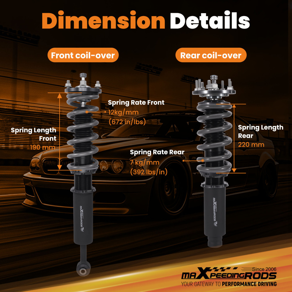 Maxpeedingrods T7 Coilovers Suspension Kit compatible for Acura TL & Type S 04-08 compatible for FWD