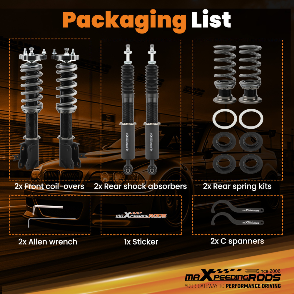 24 Way Adjustable Damper Force Coilover compatible for Honda Civic Si FD1/FD2/FD3 2006-2011 Lowering Kit