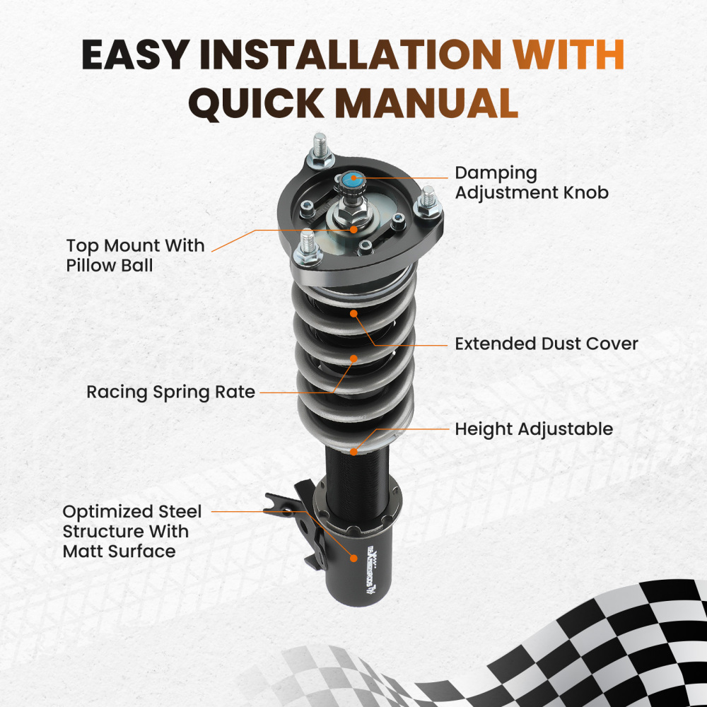 24 Way Adjustable Damper Force Coilover compatible for Honda Civic Si FD1/FD2/FD3 2006-2011 Lowering Kit