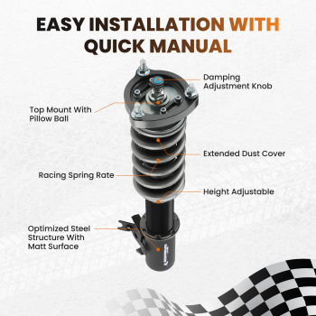 24 Way Adjustable Damper Force Coilover compatible for Honda Civic Si FD1/FD2/FD3 2006-2011 Lowering Kit