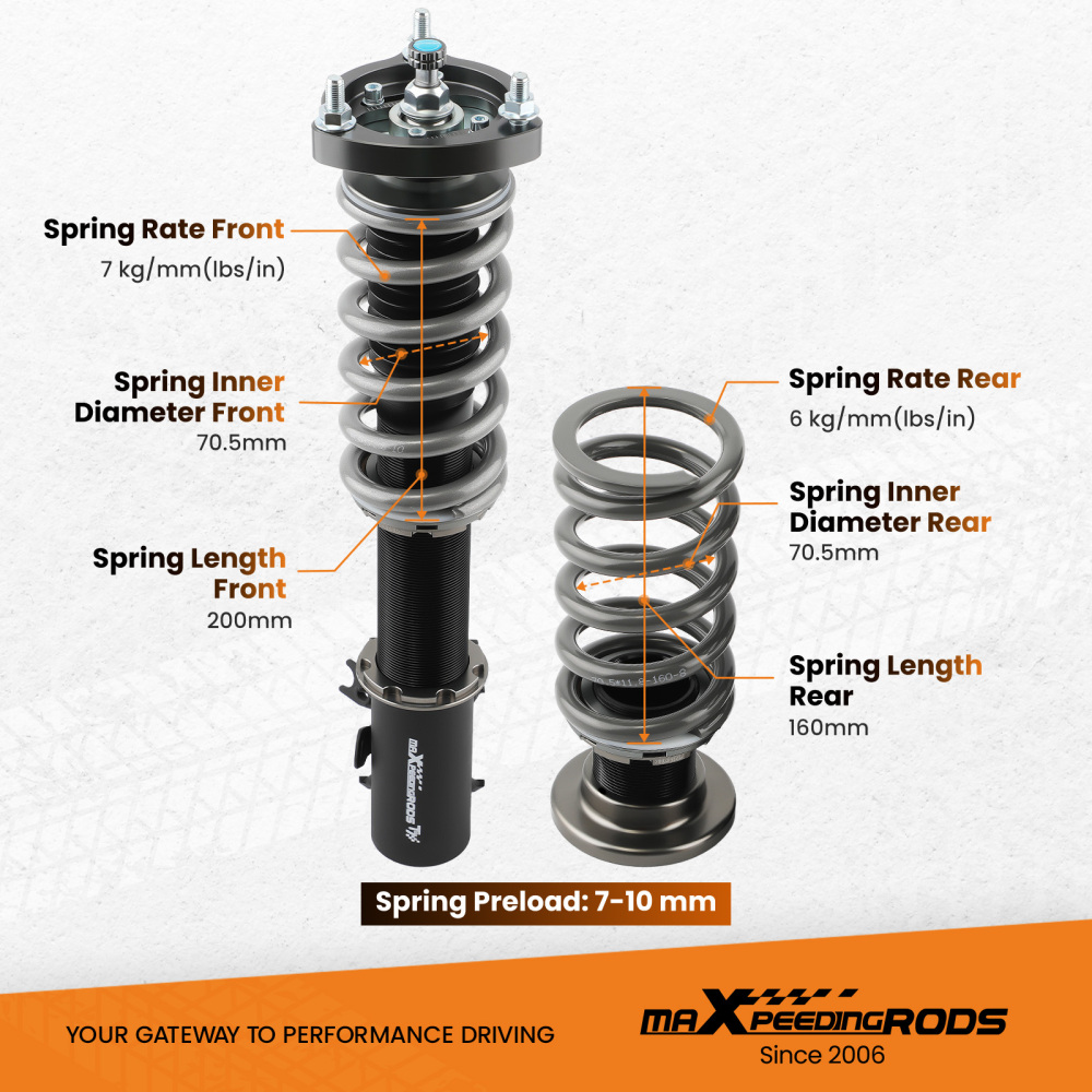 24 Way Adjustable Damper Force Coilover compatible for Honda Civic Si FD1/FD2/FD3 2006-2011 Lowering Kit