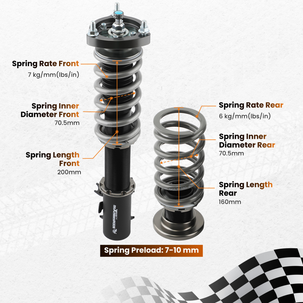 24 Way Adjustable Damper Force Coilover compatible for Honda Civic Si FD1/FD2/FD3 2006-2011 Lowering Kit