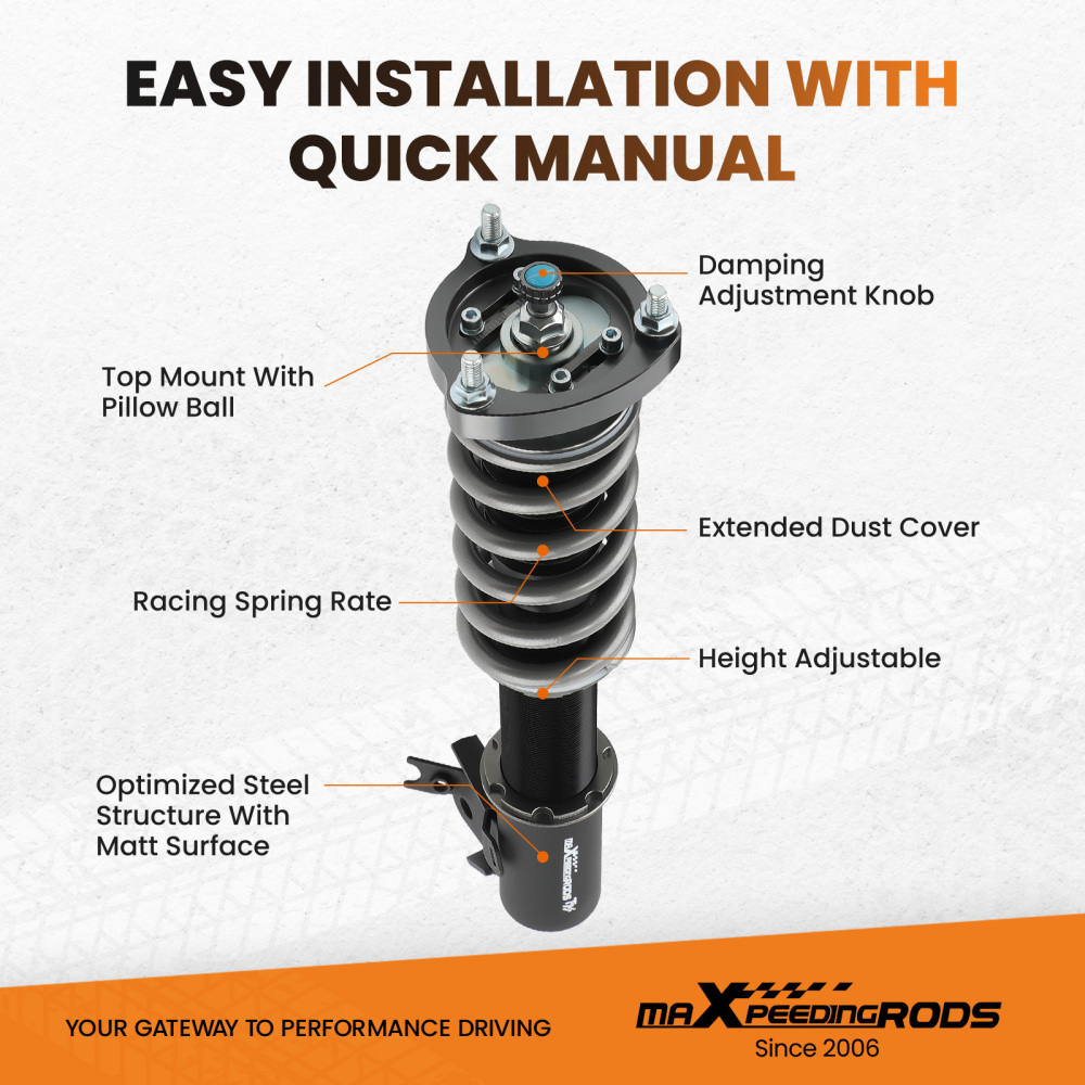 24 Way Adjustable Damper Force Coilover compatible for Honda Civic Si FD1/FD2/FD3 2006-2011 Lowering Kit