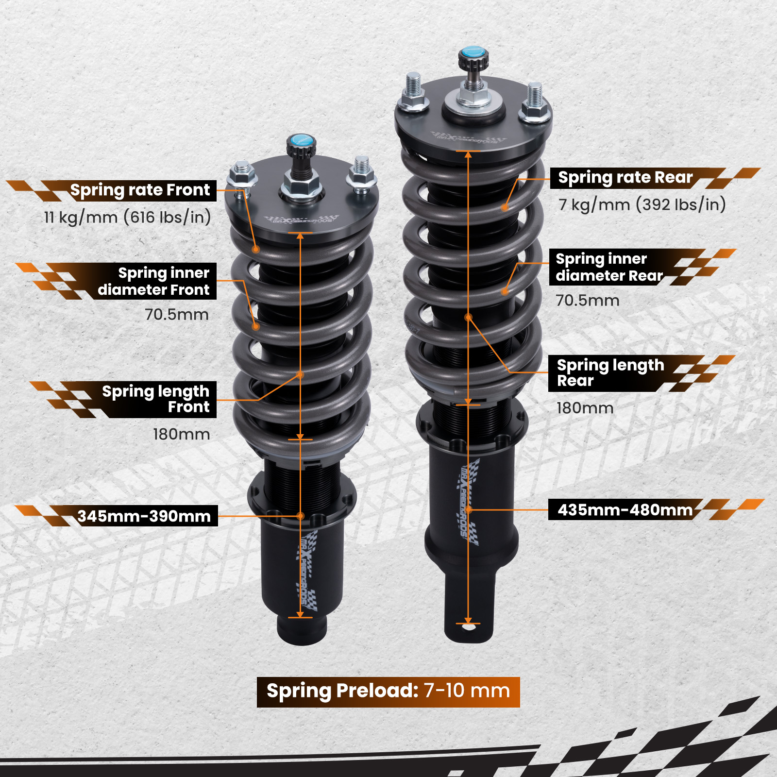 ek9 ek4 ek3 maxpeedingrods 車高調 ホンダ 車高調 シビック EK4 EK9 EK サスペンション 96-00 全長