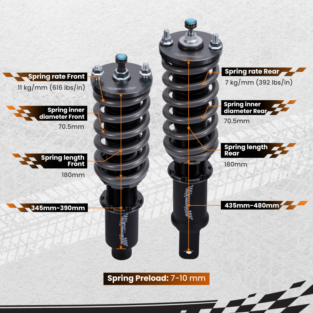 Sospensione Corsa Coilovers T7 Regolabile Ammortizzatori compatibile per Honda CRX 1989-1991 Lowering Kit