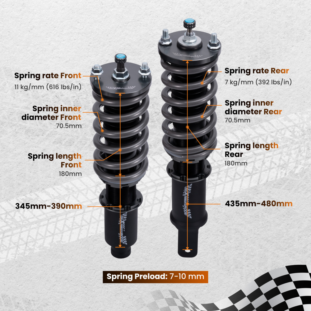 Sospensione Corsa Coilovers T7 Regolabile Ammortizzatori compatibile per Honda CRX 1989-1991 Lowering Kit