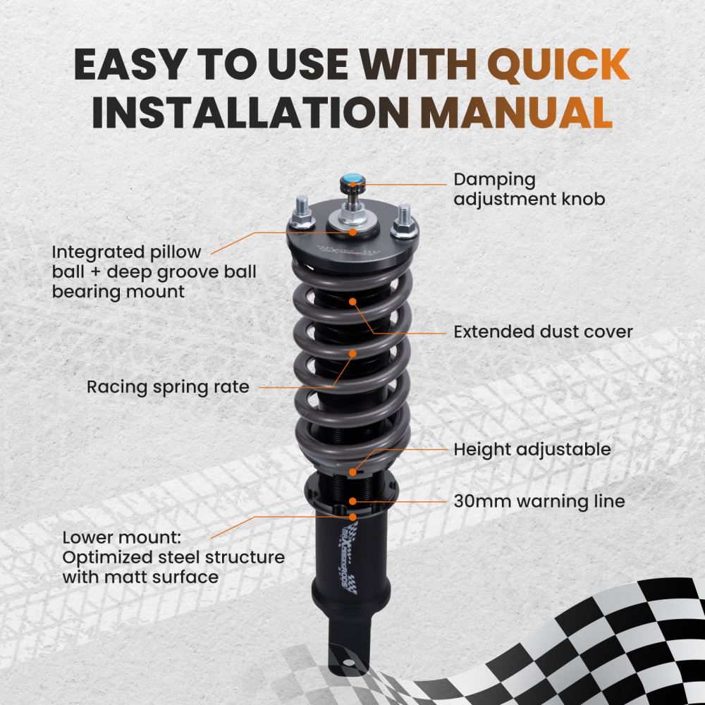 Sospensione Corsa Coilovers T7 Regolabile Ammortizzatori compatibile per Honda CRX 1989-1991 Lowering Kit