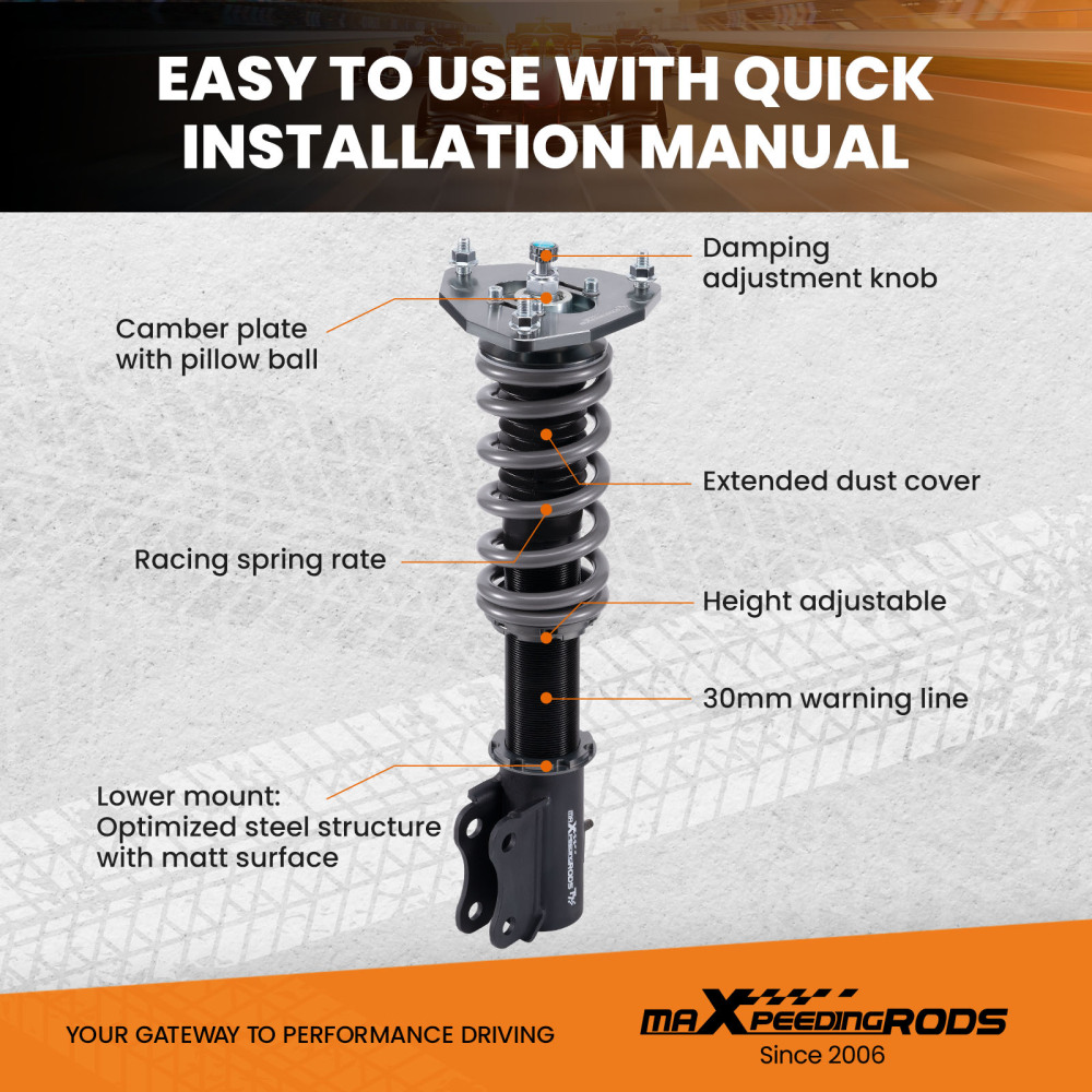 MaXpeedingrods New COT7 Coilovers Suspension Kit compatible for Mitsubishi Lancer compatible for FWD 02-06 lowering kit