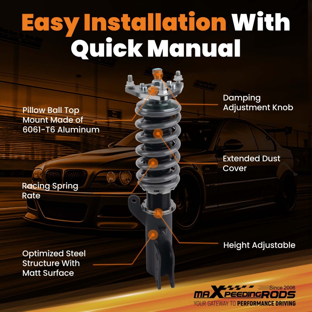 MaXpeedingrods COT7 Coilovers Shock Strut Suspension compatible for Mitsubishi Lancer 08-16 lowering kit