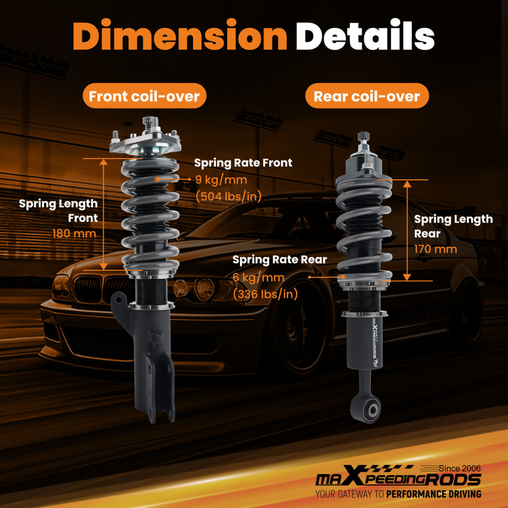 MaXpeedingrods COT7 Coilovers Shock Strut Suspension compatible for Mitsubishi Lancer 08-16 lowering kit