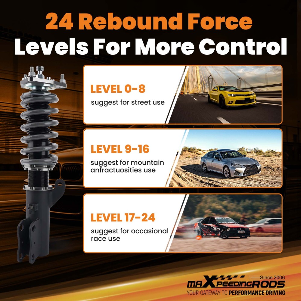 MaXpeedingrods COT7 Coilovers Shock Strut Suspension compatible for Mitsubishi Lancer 08-16 lowering kit