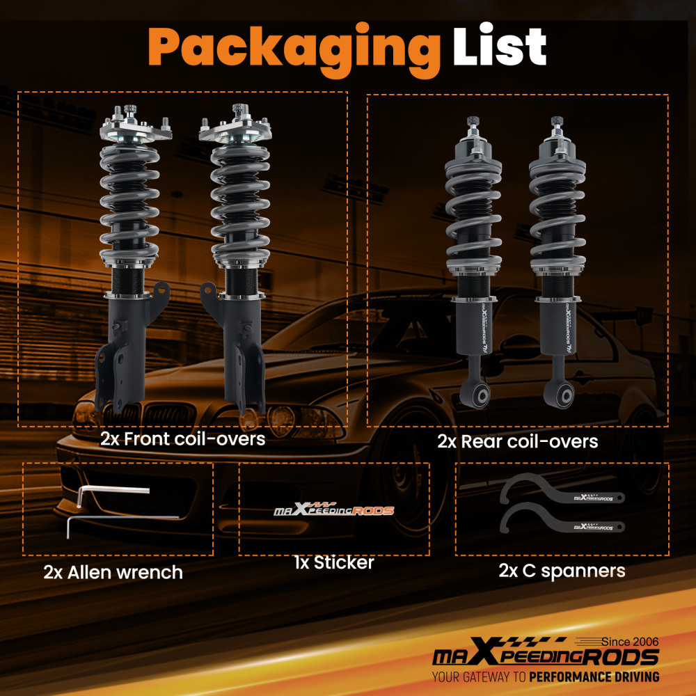MaXpeedingrods COT7 Coilovers Shock Strut Suspension compatible for Mitsubishi Lancer 08-16 lowering kit