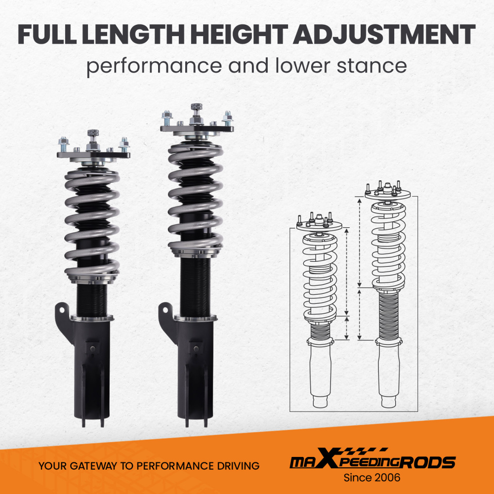 MaXpeedingrods COT7 Coilovers Shock Strut Suspension compatible for Mitsubishi Lancer 08-16 lowering kit