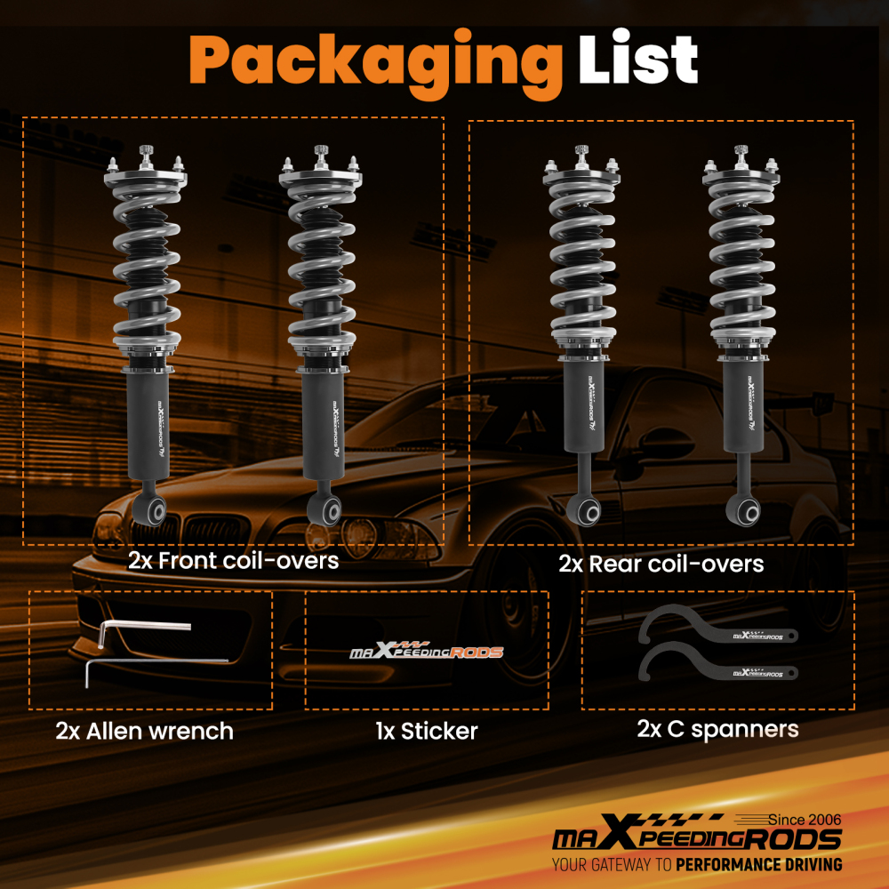 MaXpeedingrods T7 Adjustable Coilover Lower Kit compatible for Lexus IS300 SXE10 2001-2005 Lowering Kit