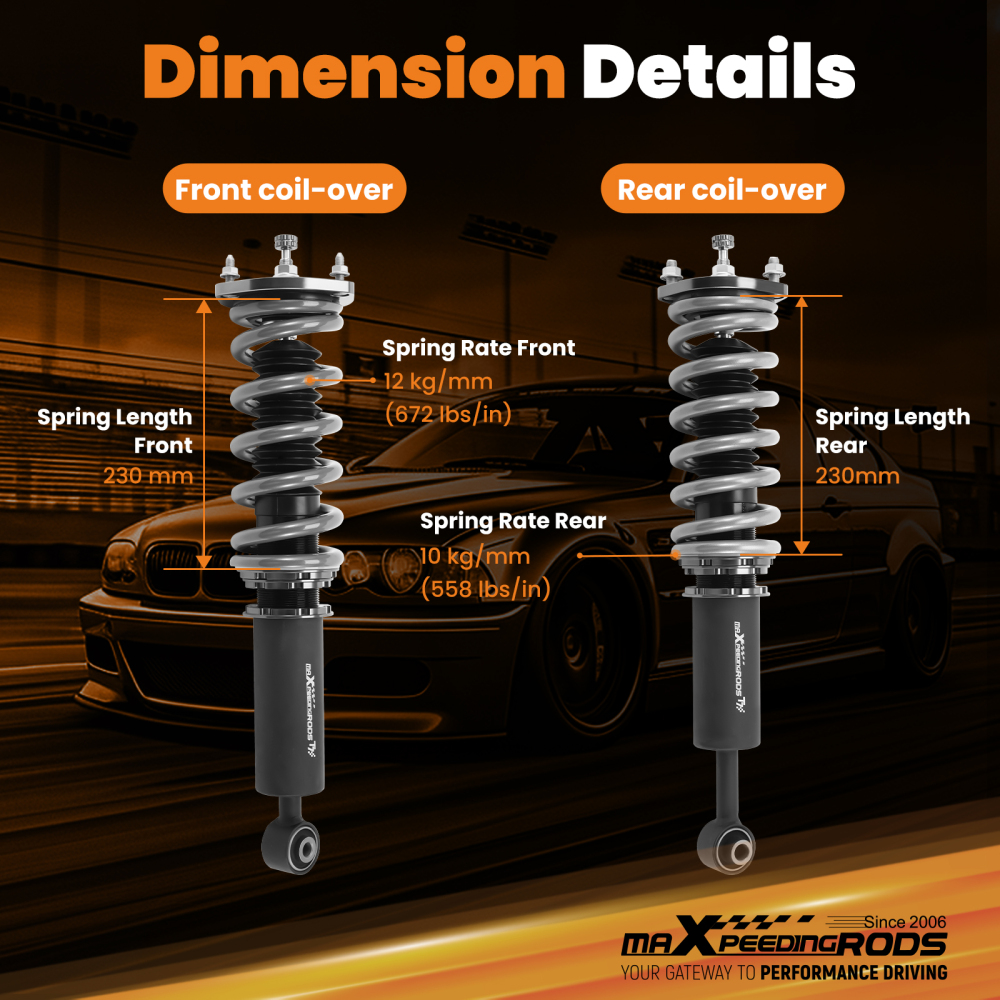 MaXpeedingrods T7 Adjustable Coilover Lower Kit compatible for Lexus IS300 SXE10 2001-2005 Lowering Kit