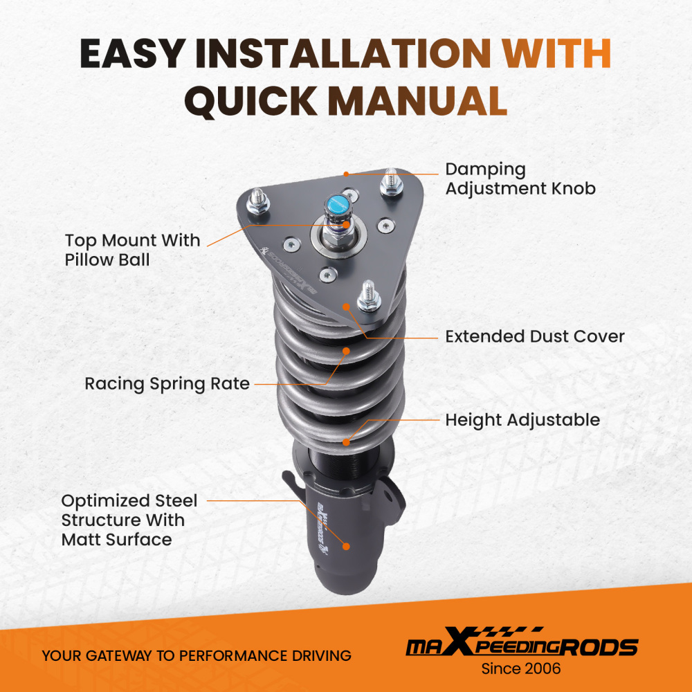 MaXpeedingrods COT7 Coilovers 24 Way Damper Suspension Kit compatible for Mazda 3 2004-2009 lowering kit