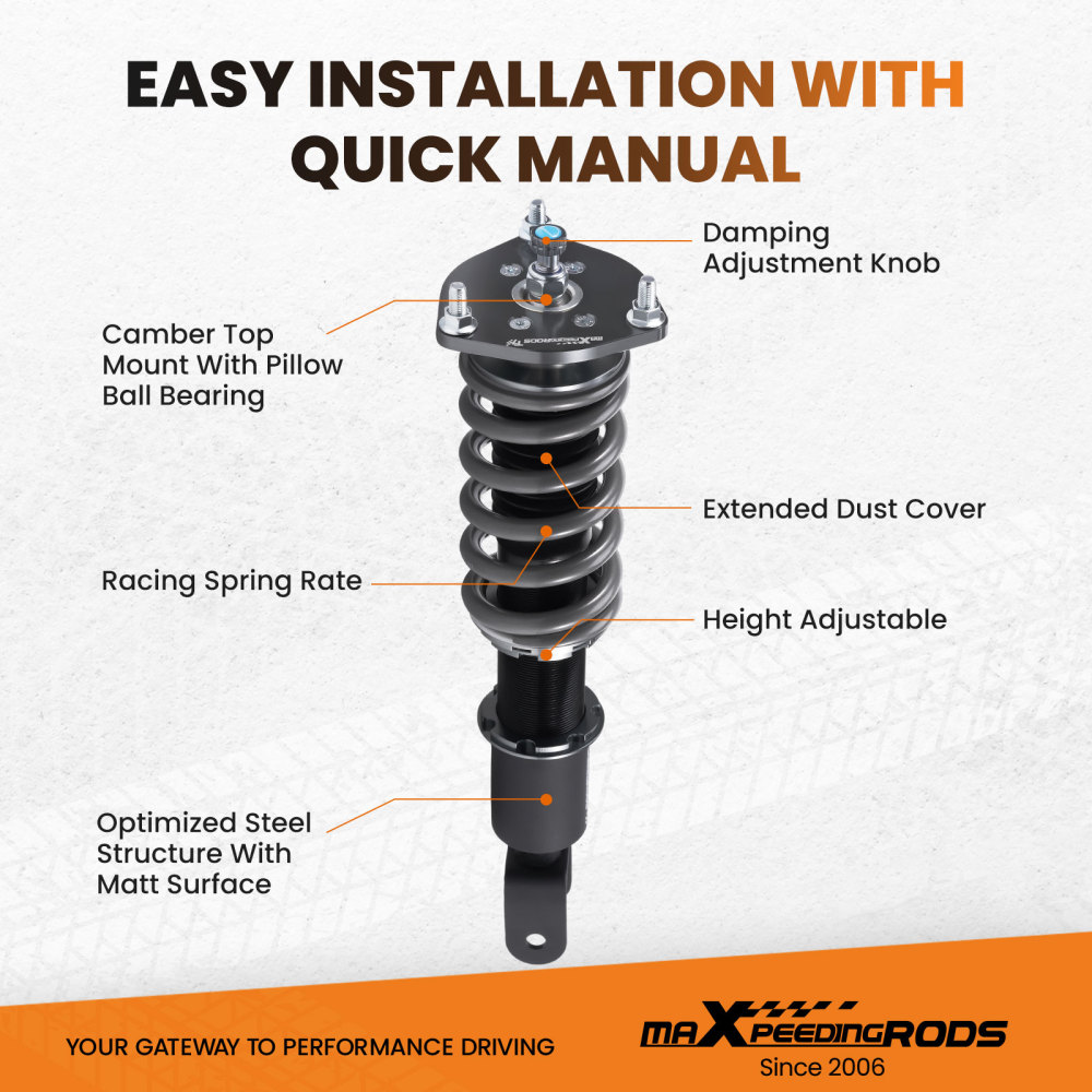 24 Ways Damper Adjustable Coilovers Kit compatible for Mazda RX-8 2004-2011 Struts lowering kit