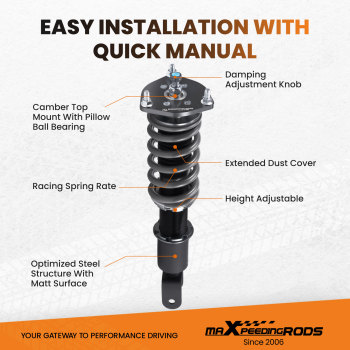 24 Ways Damper Adjustable Coilovers Kit compatible for Mazda RX-8 2004-2011 Struts lowering kit
