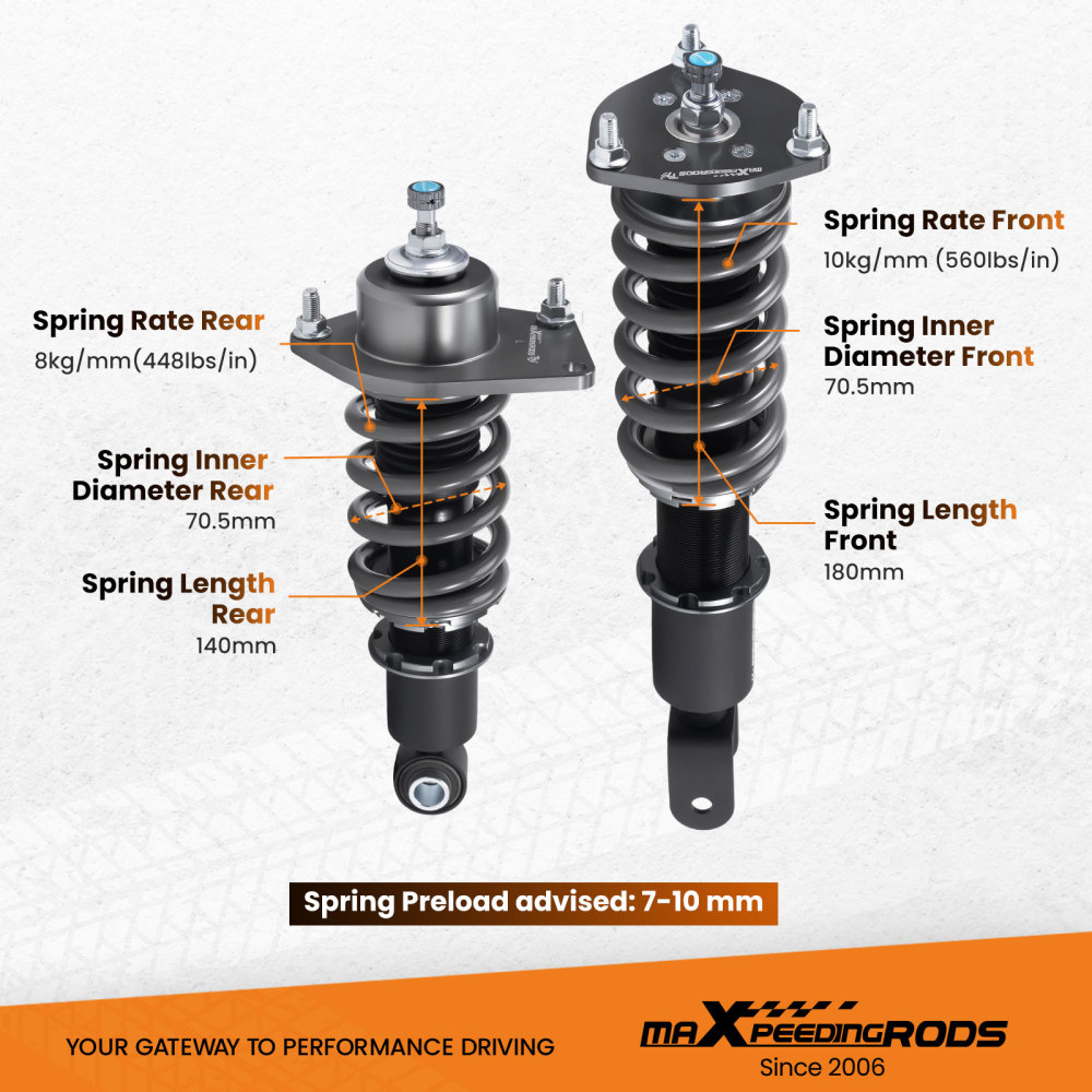 24 Ways Damper Adjustable Coilovers Kit compatible for Mazda RX-8 2004-2011 Struts lowering kit
