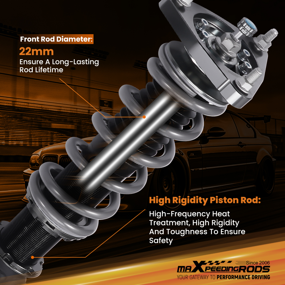 MaXpeedingrods T7 Coilovers 24 Step Damper Shock Kit compatible for Ford Mustang S550 15-23 Lowering Kit