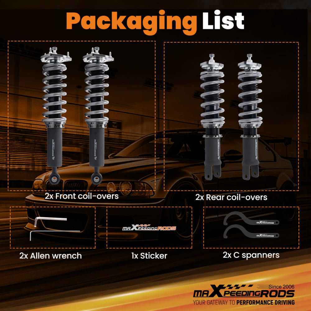 MaXpeedingrods Adjustable Coilover Kit compatible for Infiniti G37 Coupe Sedan RWD 08-15 Lowering Kit