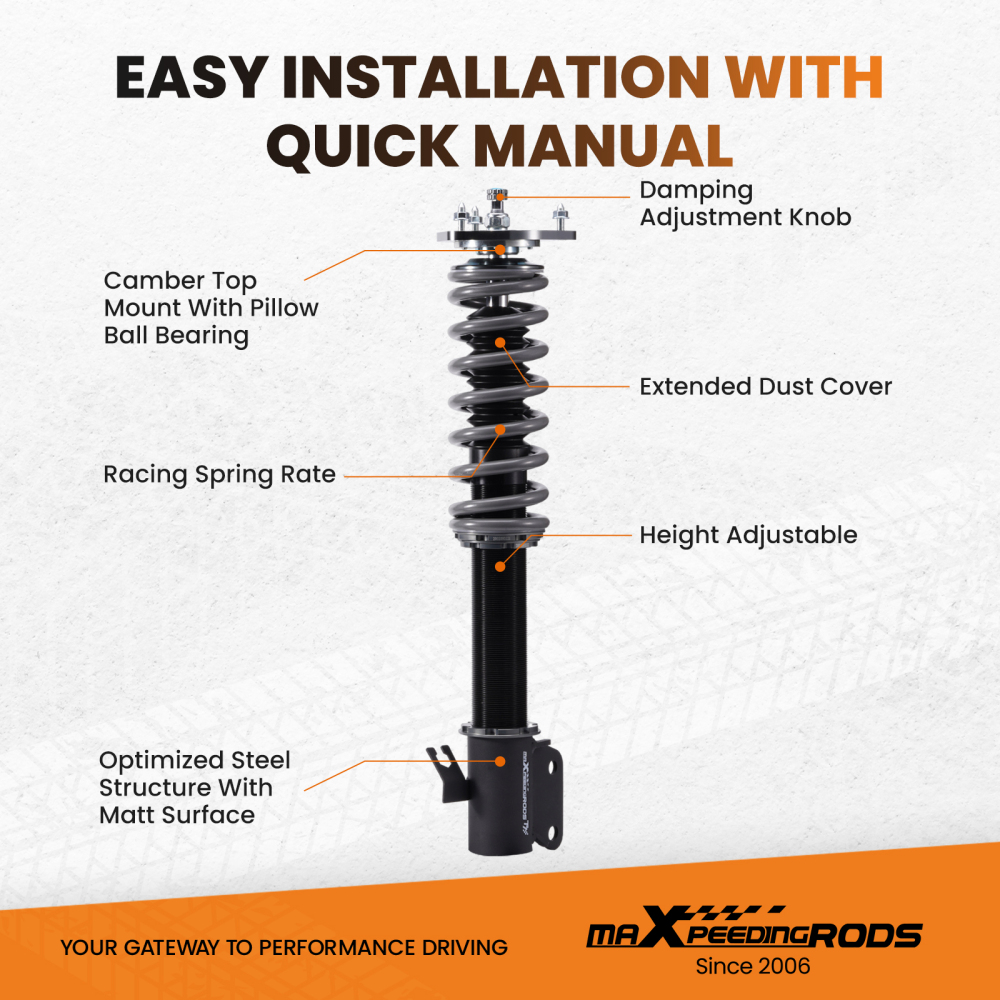 MaXpeedingrods New COT7 Coilovers Struts Shocks Kits For Impreza WRX GDA 02-07 lowering kit
