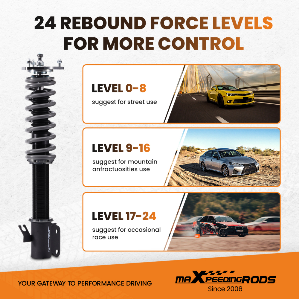 MaXpeedingrods New COT7 Coilovers Struts Shocks Kits For Impreza WRX GDA 02-07 lowering kit