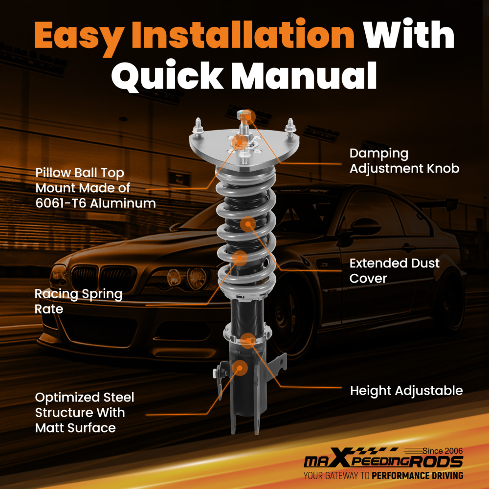 MaXpeedingrods T7 Coilovers 24 Way Lowering Shocks compatible for Subaru WRXSTI 15-21 Lowering Kit