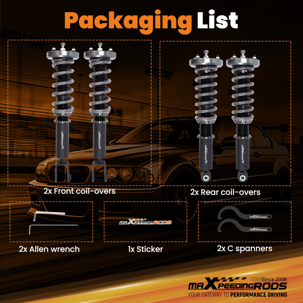 MaXpeedingrods T7 Coilovers 24 Level Shock Struts Kit For Jaguar XJ8 XJR 03-09 Lowering Kit