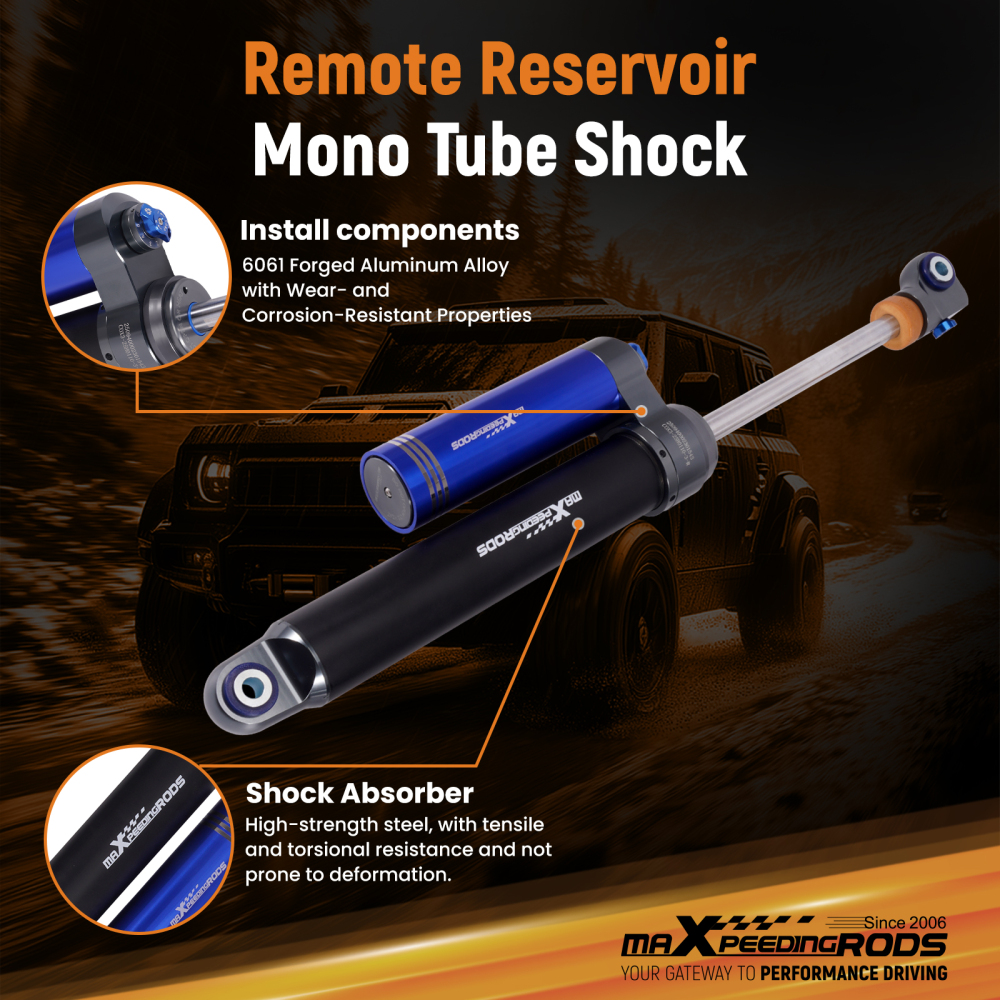 4-6 Lift Rear Shock w/ Reservoir compatible for GMC SIERRA Chevy SILVERADO 1500HD 2500HD