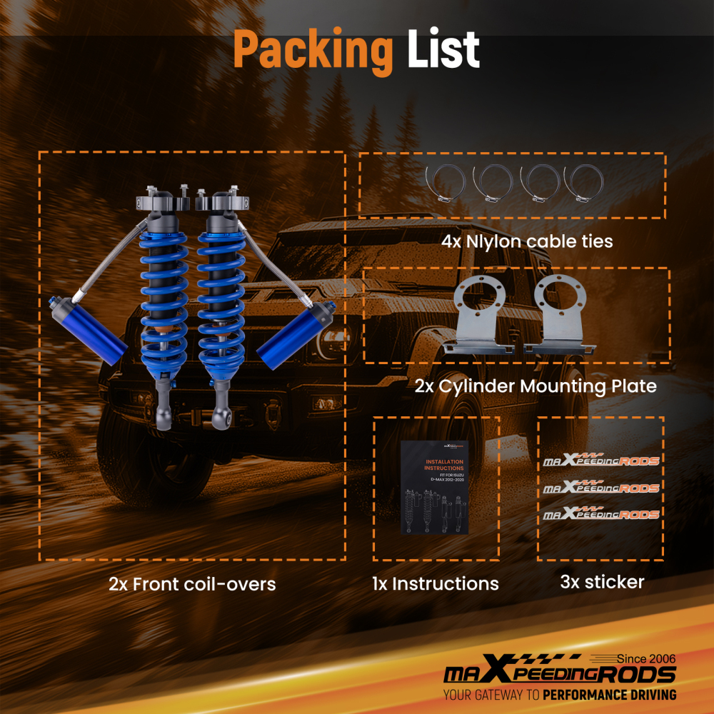 Adjustable Front Coilover Shock Absorbers compatible for Isuzu DMAX compatible for Holden Colorado 12-21