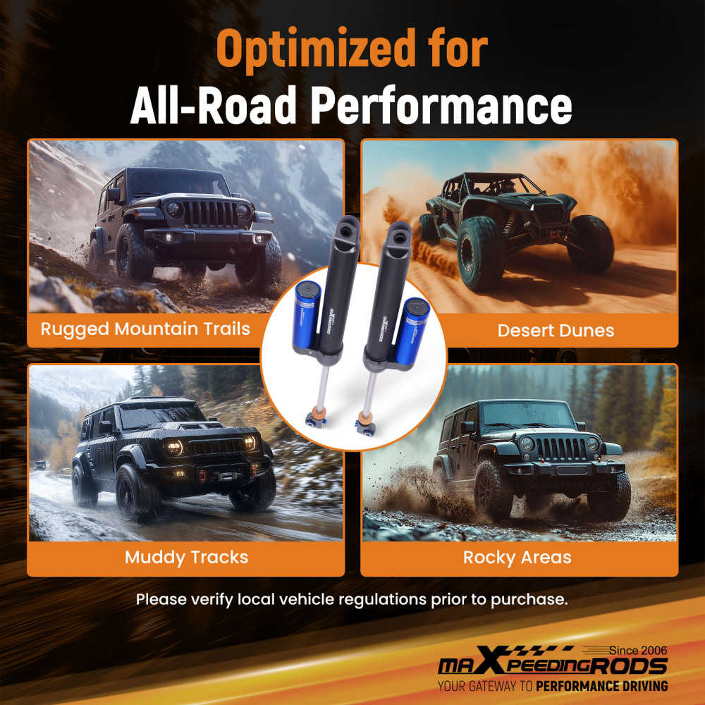 Dual Damper Adjustable Rear Shock 2-3.5 Lift compatible for Ford F250 Super Duty 17-22 4WD