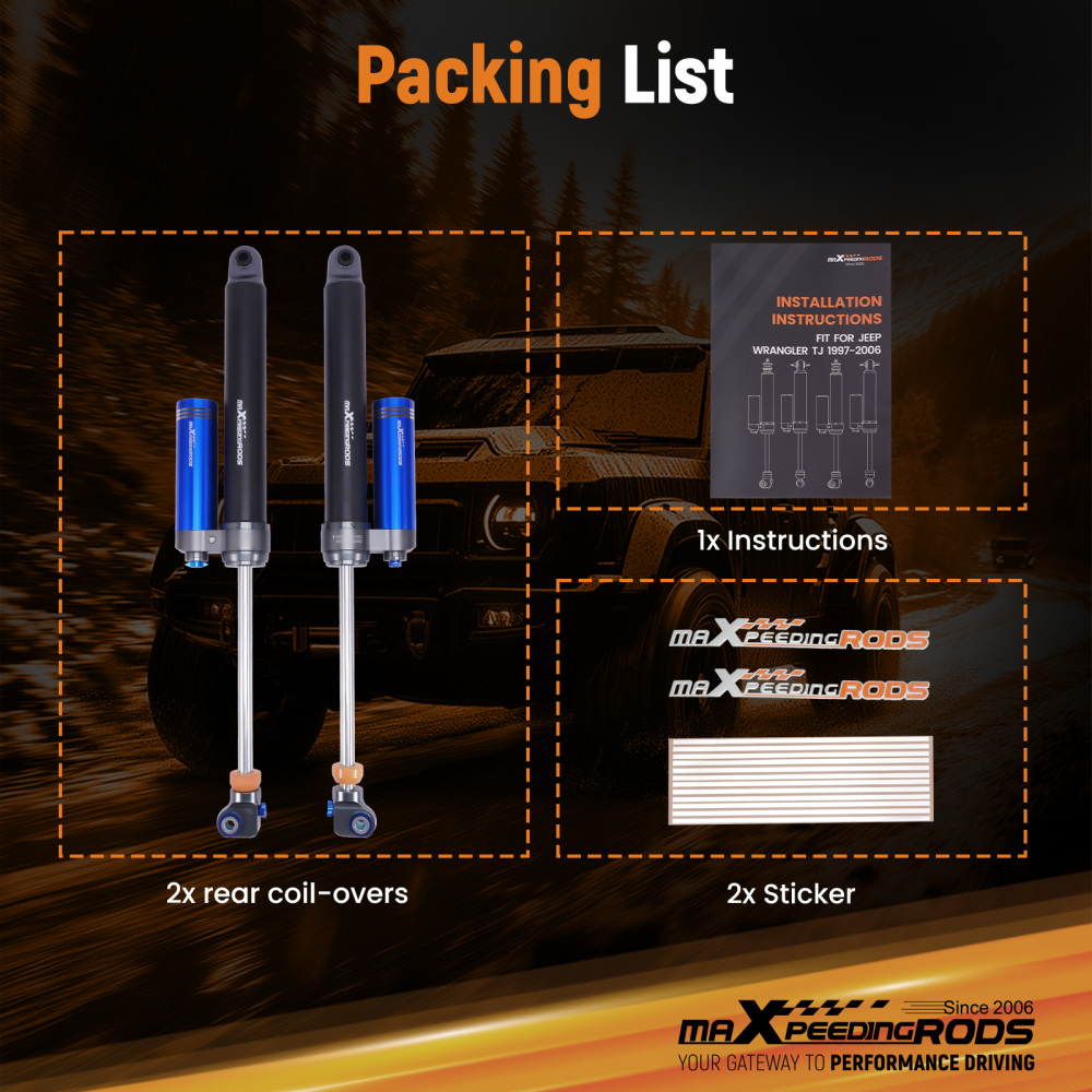 Dual Damper Adjustable Rear Shock 2-3.5 Lift compatible for Ford F250 Super Duty 17-22 4WD