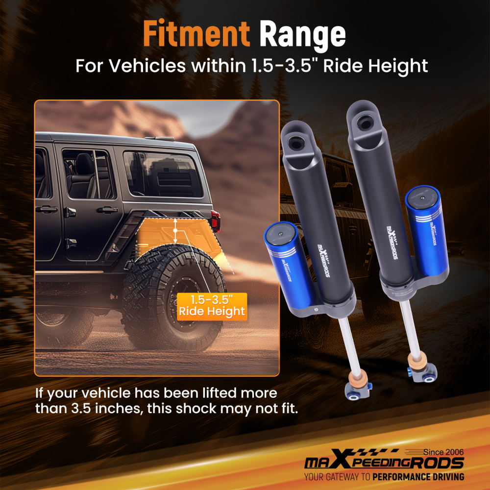 Dual Damper Adjustable Rear Shock 2-3.5 Lift compatible for Ford F250 Super Duty 17-22 4WD