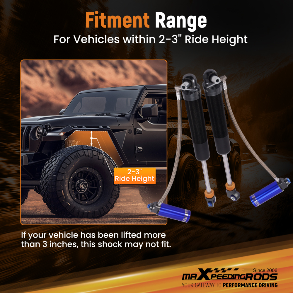 MaXpeedingrods Front Shocks Remote Reservoir 2-3 Lift compatible for Jeep Gladiator 20-23