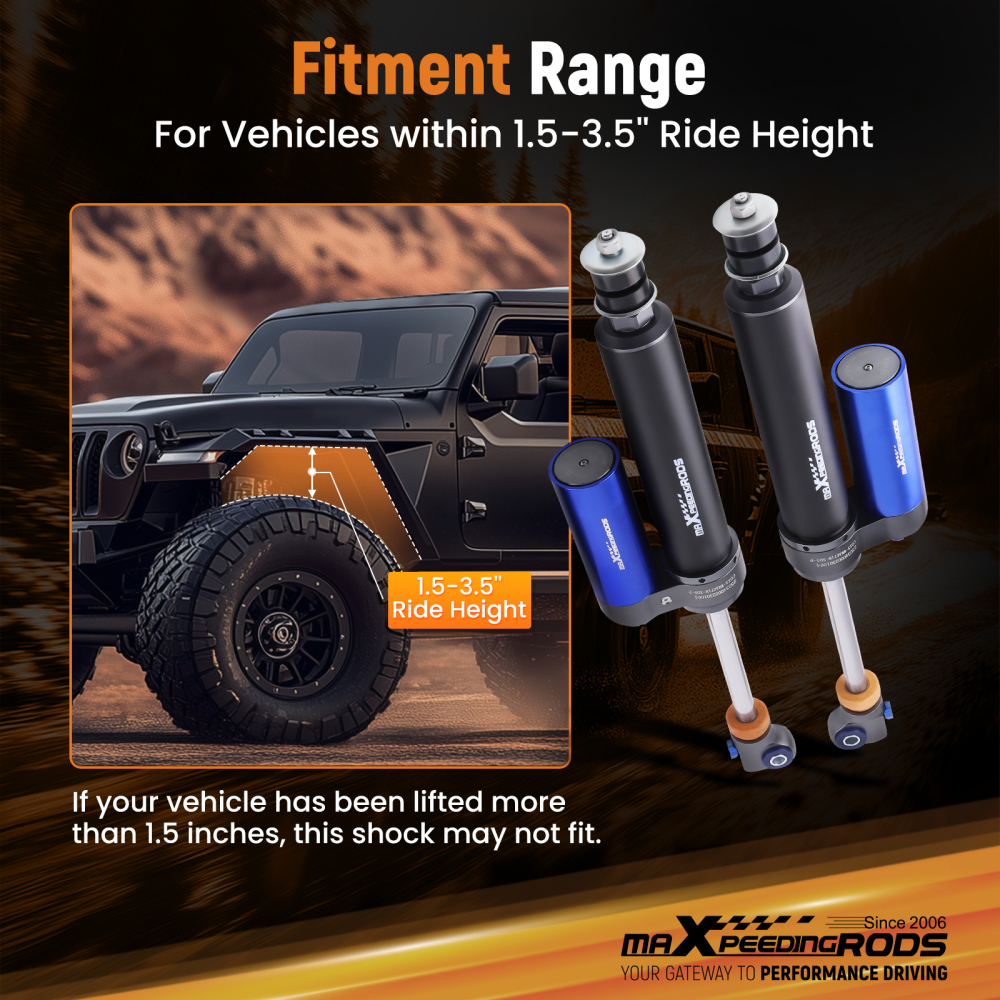 Remote Reservoir 1.5-3.5 Lift front Shocks compatible for JEEP Wrangler JK 2007-2018