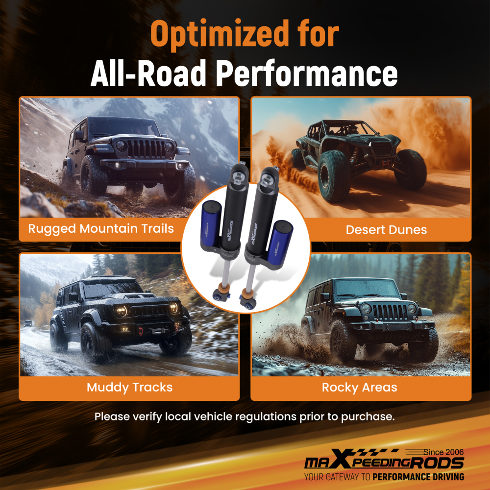 MaXpeedingrods Remote Reservoir Rear Shocks compatible for JEEP Wrangler JK 07-18