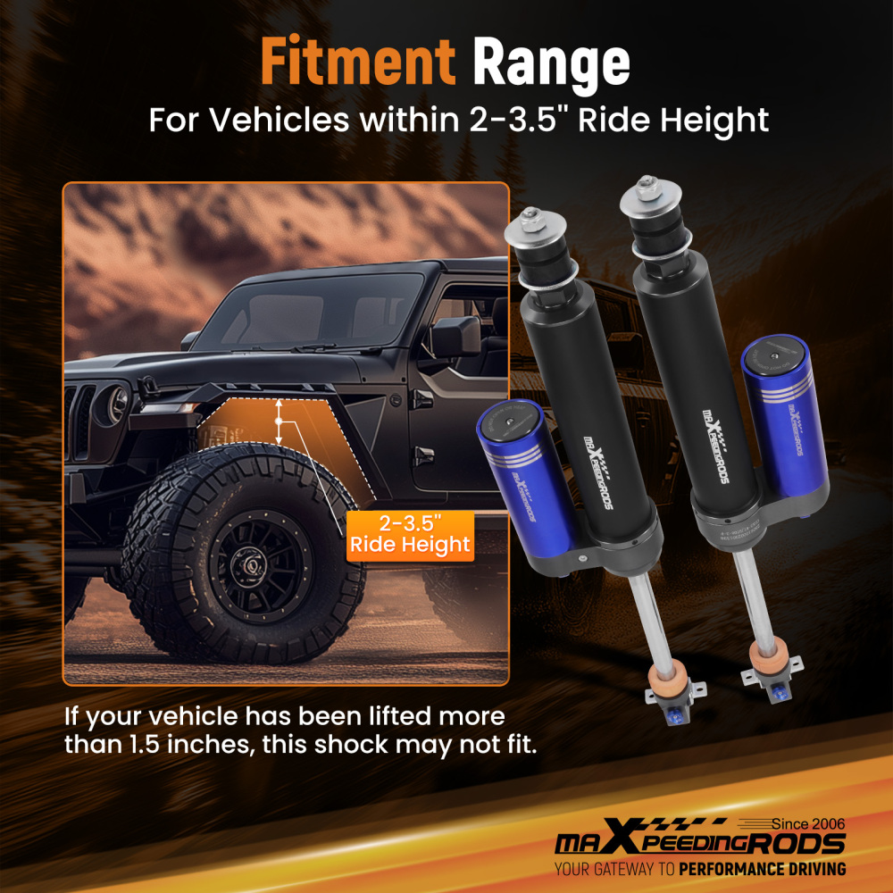 Remote Reservoir 2-3.5 Lift Rear Shocks compatible for JEEP Wrangler TJ 1997-2006