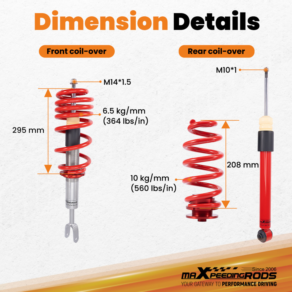 Coilovers Shock Absorber compatible for Audi A4 Avant 8E5 8E2 B6 8ED 8EC B7 8E 2000-2008