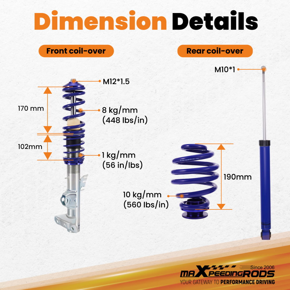 Coilovers compatible for BMW E36 3 Series 316i 318is 320i 323i 325i 328i M3 318tds 325tds