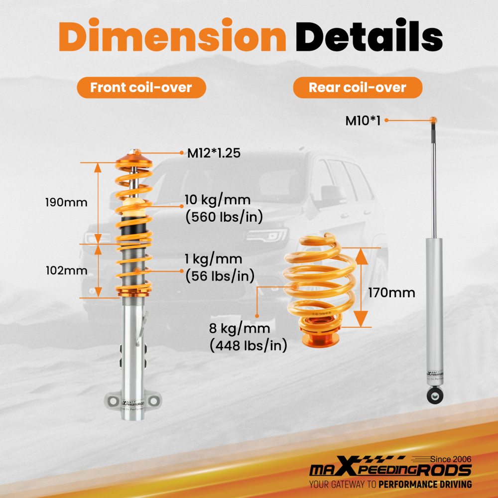 Compatible for BMW 3 Series E36 Coupe Saloon Touring 1992-2000 Suspension Kit Coilovers Lowering Kit