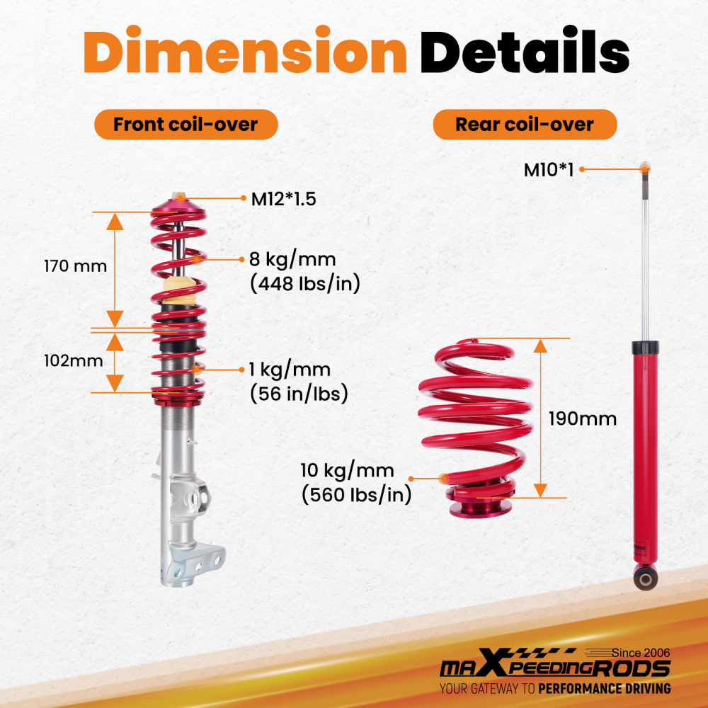 Coilover Shock Absorber compatible for BMW Sedan 3 Series E36 316i 318i 323i 325i 328i M3