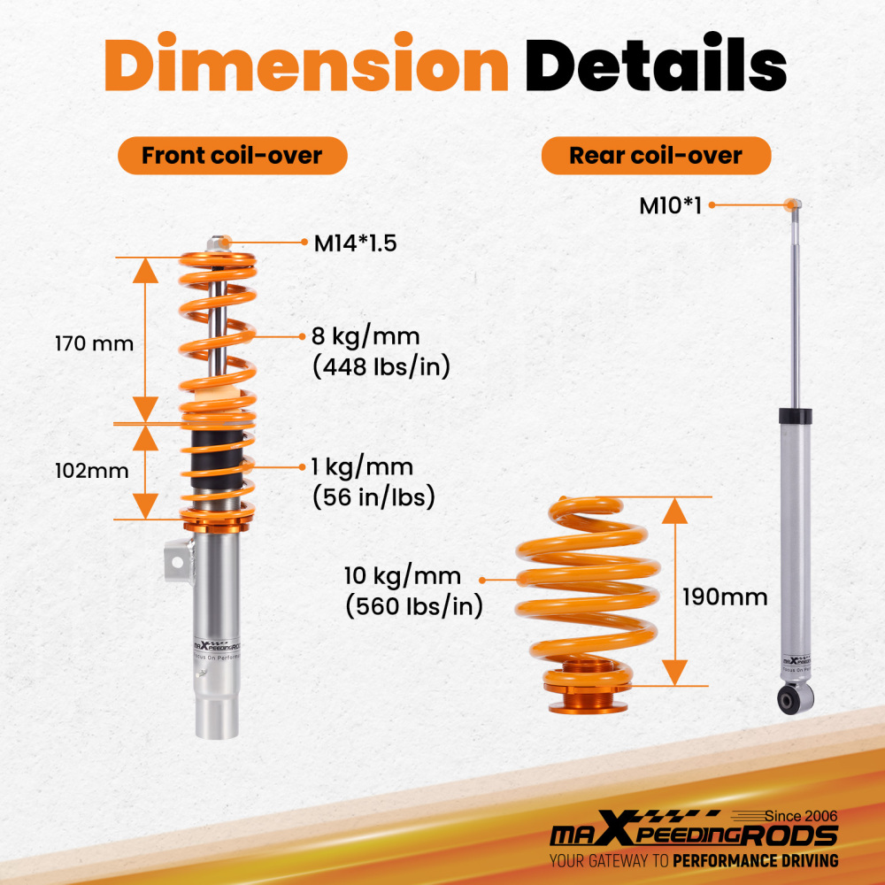 Compatible for BMW E46 3 Series 320i 330i M3 98-06 Street Coilover Suspension 