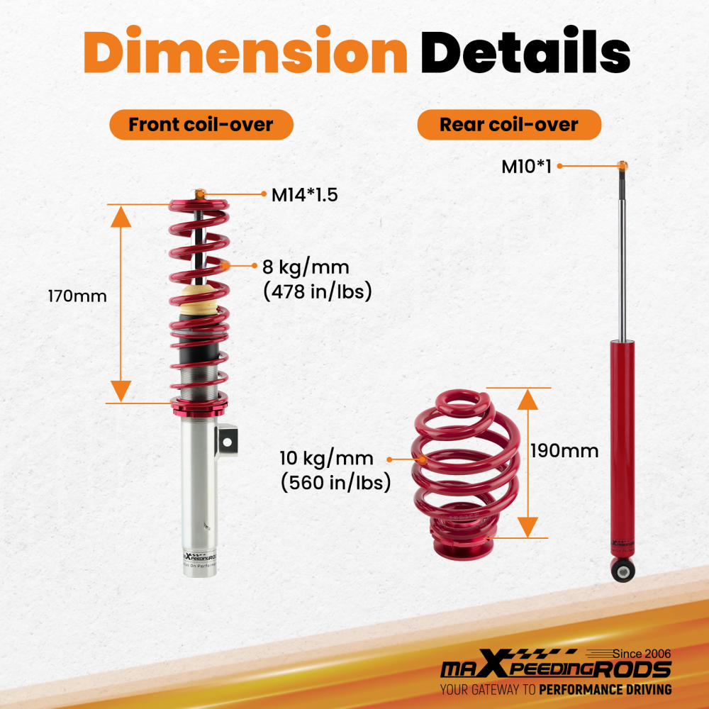 Coilovers/Suspensión roscada compatible para BMW Series 3 E46 1998-2005 Amortiguadores