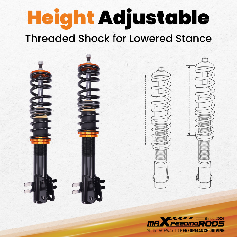 Adjustable Coilover Suspension Kit compatible for Fiat Seicento type 187 1998-2010